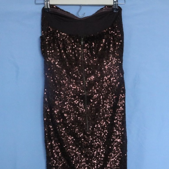 Brown Sequin Strapless Mini Bodycon Dress - Picture 3 of 5